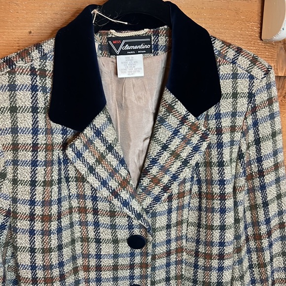 Miss V Clementino German Velvet Wool Plaid vintage Blazer Jacket Academia Paris - Picture 3 of 11